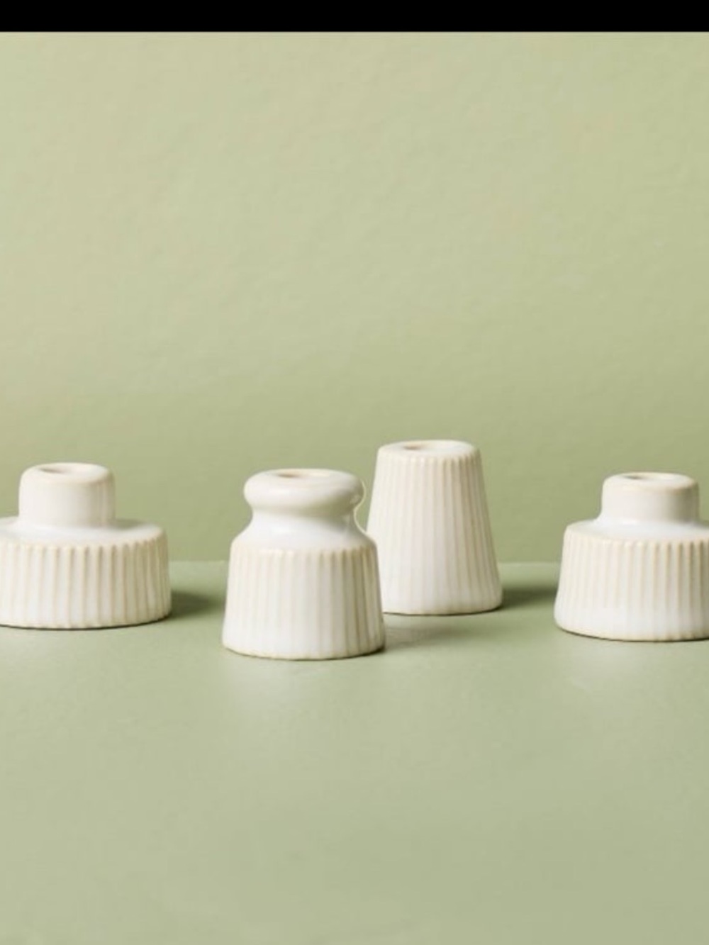 4pc Mini Ceramic Taper Candle Holders Sour Cream - Hearth & Hand™ with Magnolia